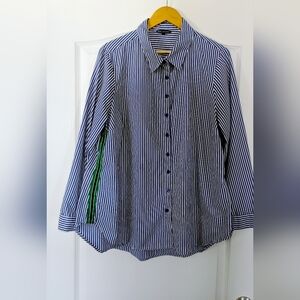 Unique Spectrum Blue and White Striped Blouse